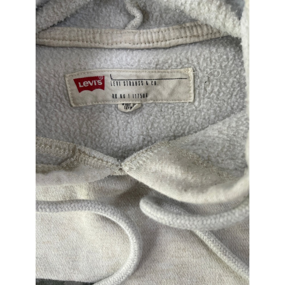 Levis Mens Camo Box Logo Hoodie Oatmeal Heather Fleece Pullover Large - Picture 4 of 9